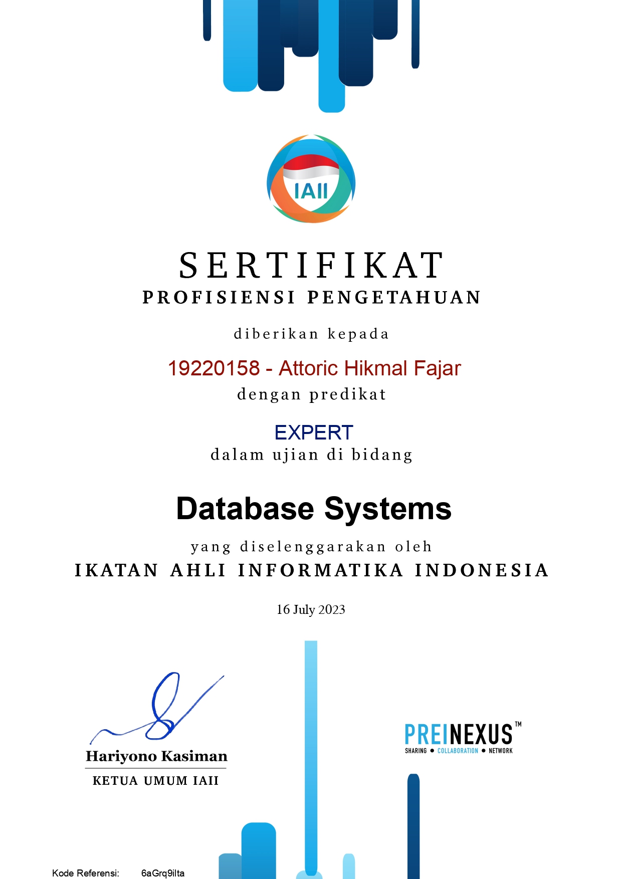Sertifikat Profesi Pengetahuan - Predikat EXPERT - Database Systems