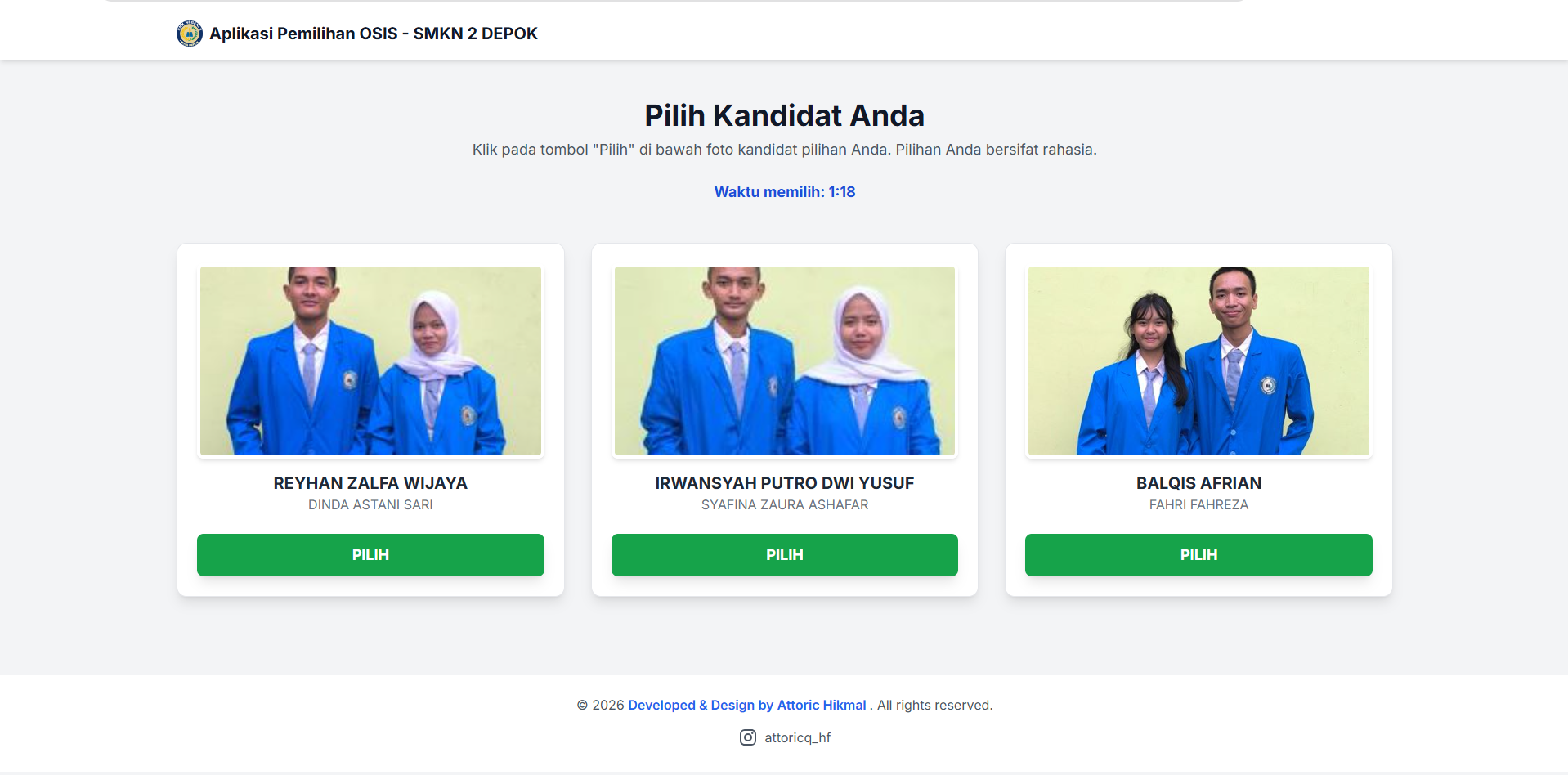 Galeri Aplikasi Pemilihan OSIS Berbasis QR Code