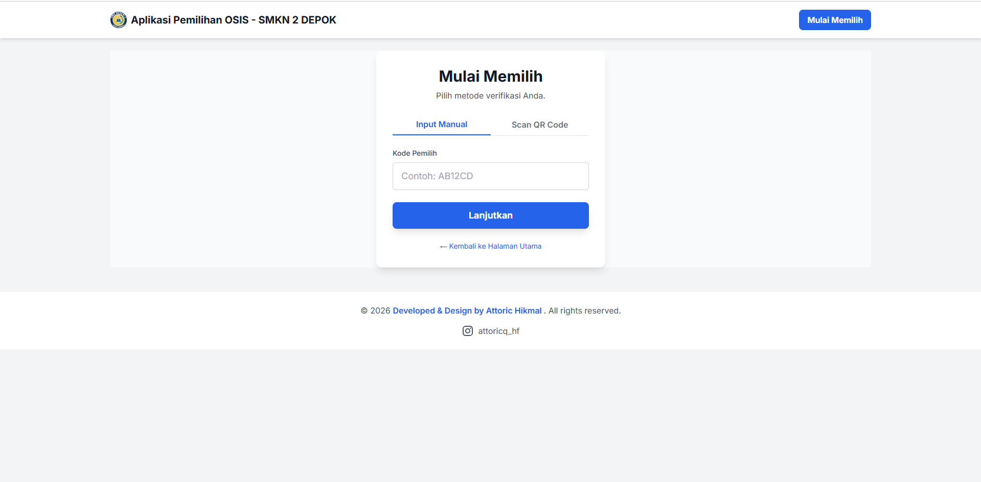Galeri Aplikasi Pemilihan OSIS Berbasis QR Code