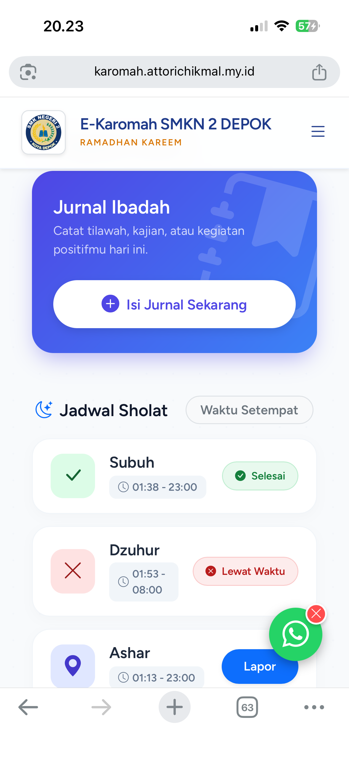 Galeri Aplikasi Karomah ( Kegiatan Amaliah Ramadhan di rumah ) SMKN 2 Depok